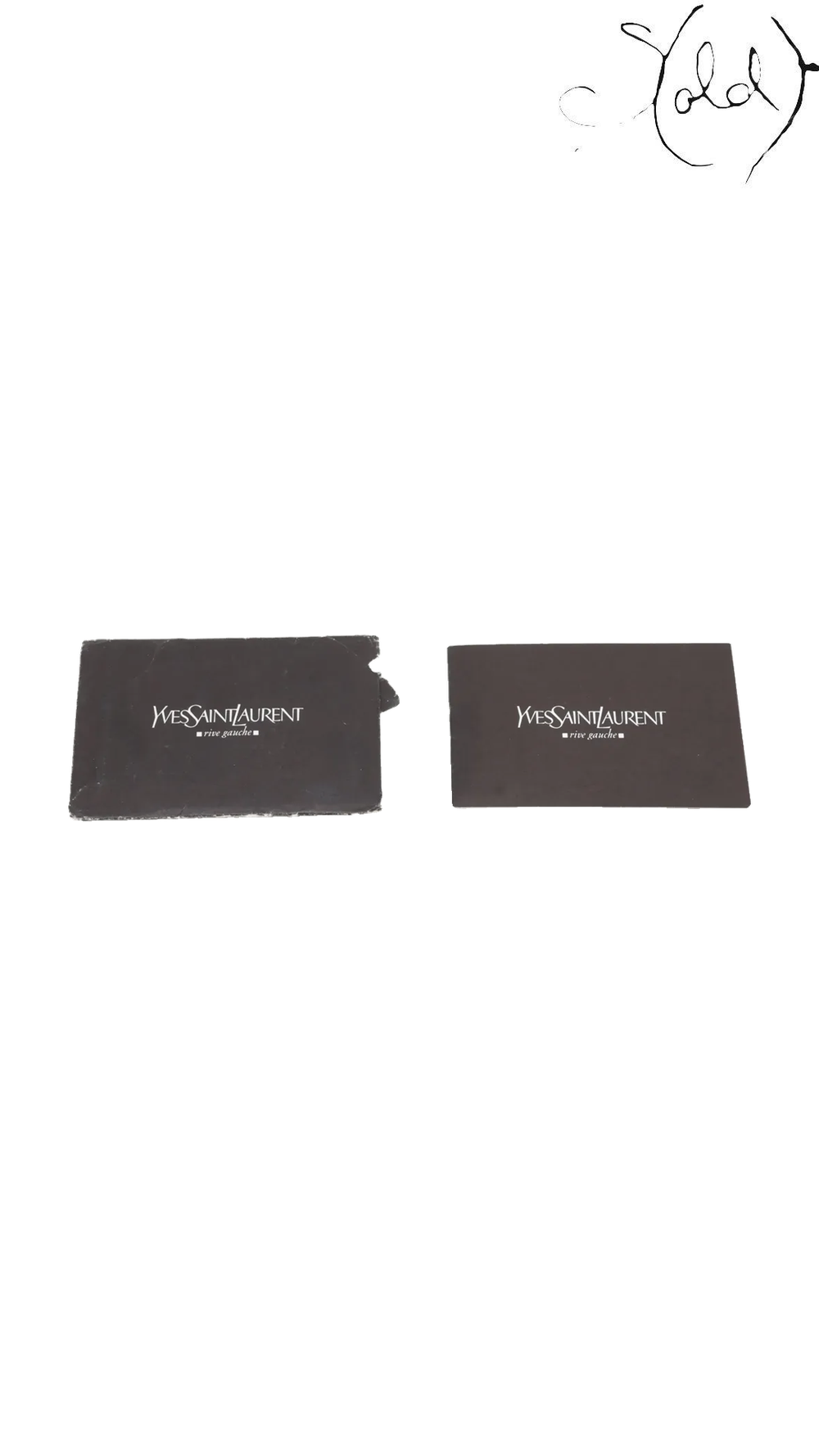 Saint Laurent Mombasa Black Leather Horn Shoulder Bag, two Saint Laurent cards detail