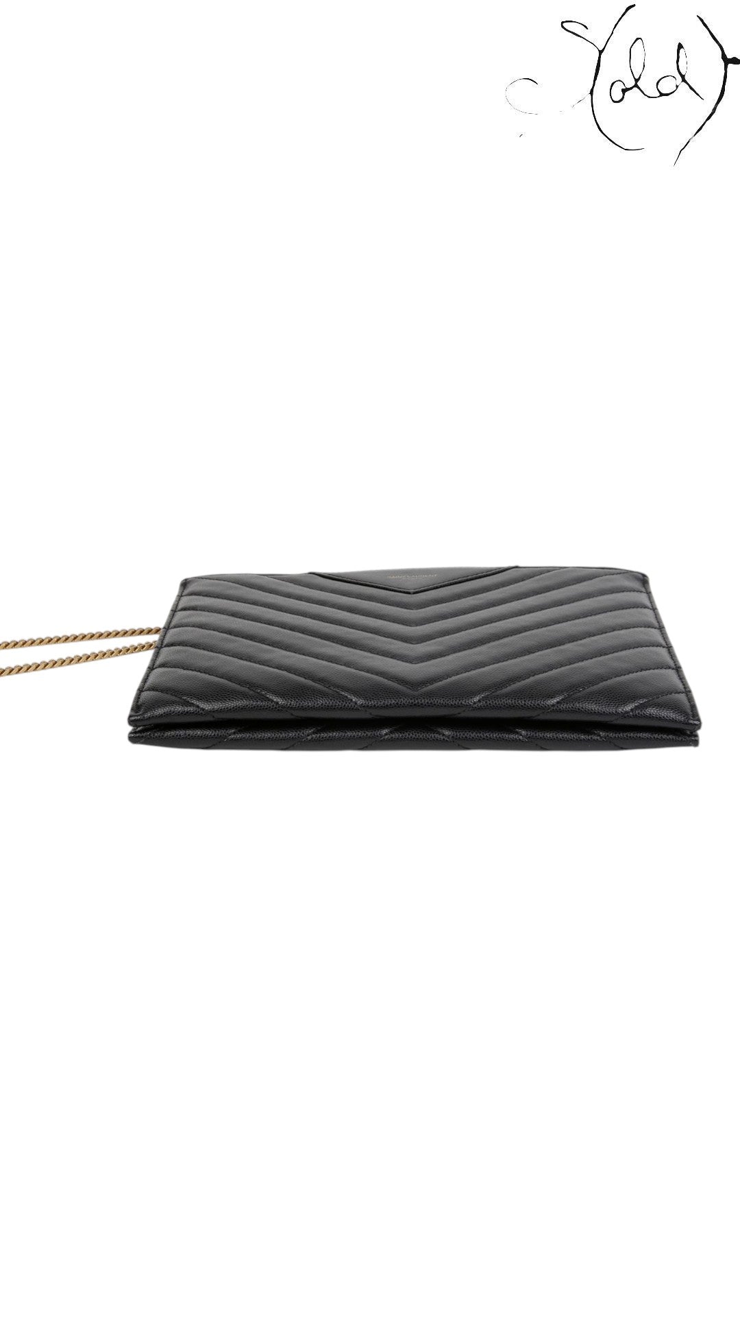 Saint Laurent Tribeca Chain Shoulder Bag Black Leather 2018 — Detail view | Sold Attire