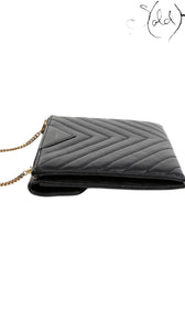 Saint Laurent Tribeca Chain Shoulder Bag Black Leather 2018, Interior view | Sold Attire