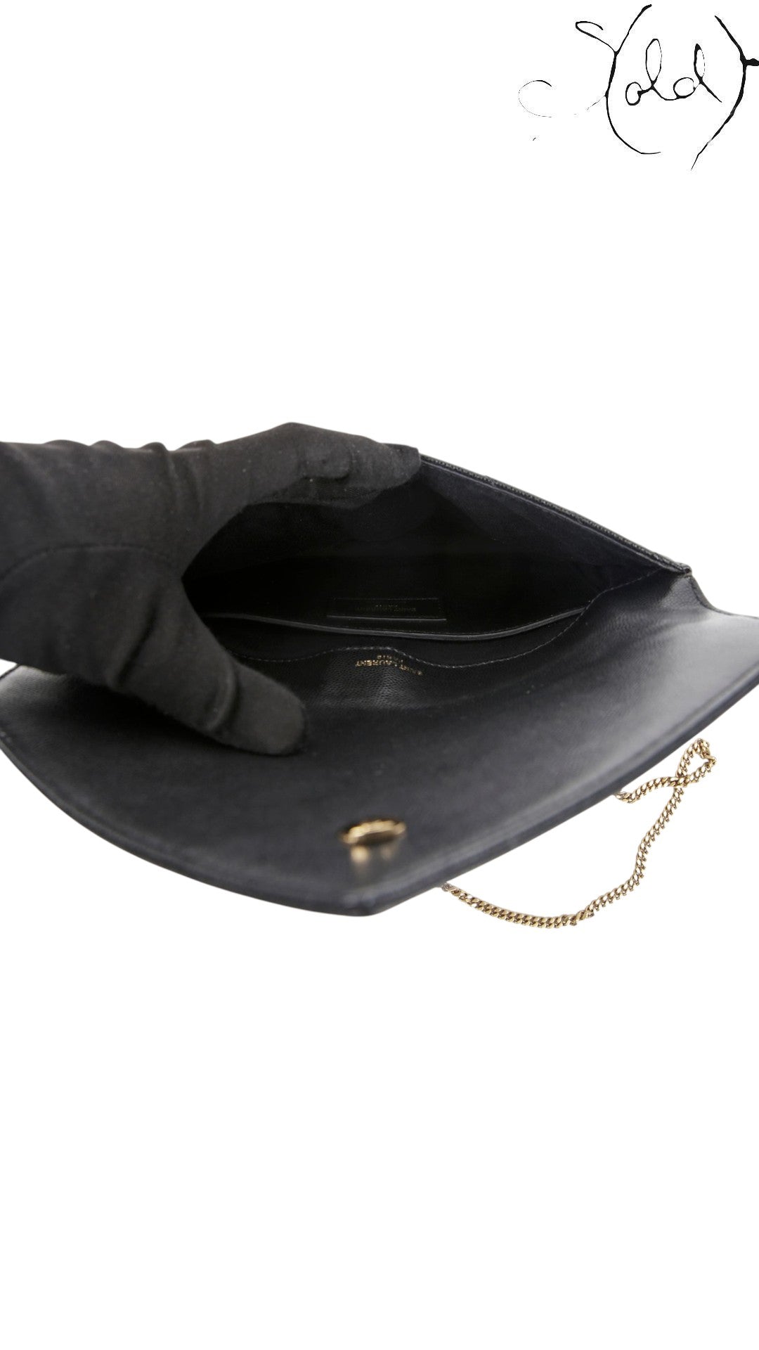 Saint Laurent Tribeca Chain Shoulder Bag Black Leather 2018 — Close-up | Sold Attire