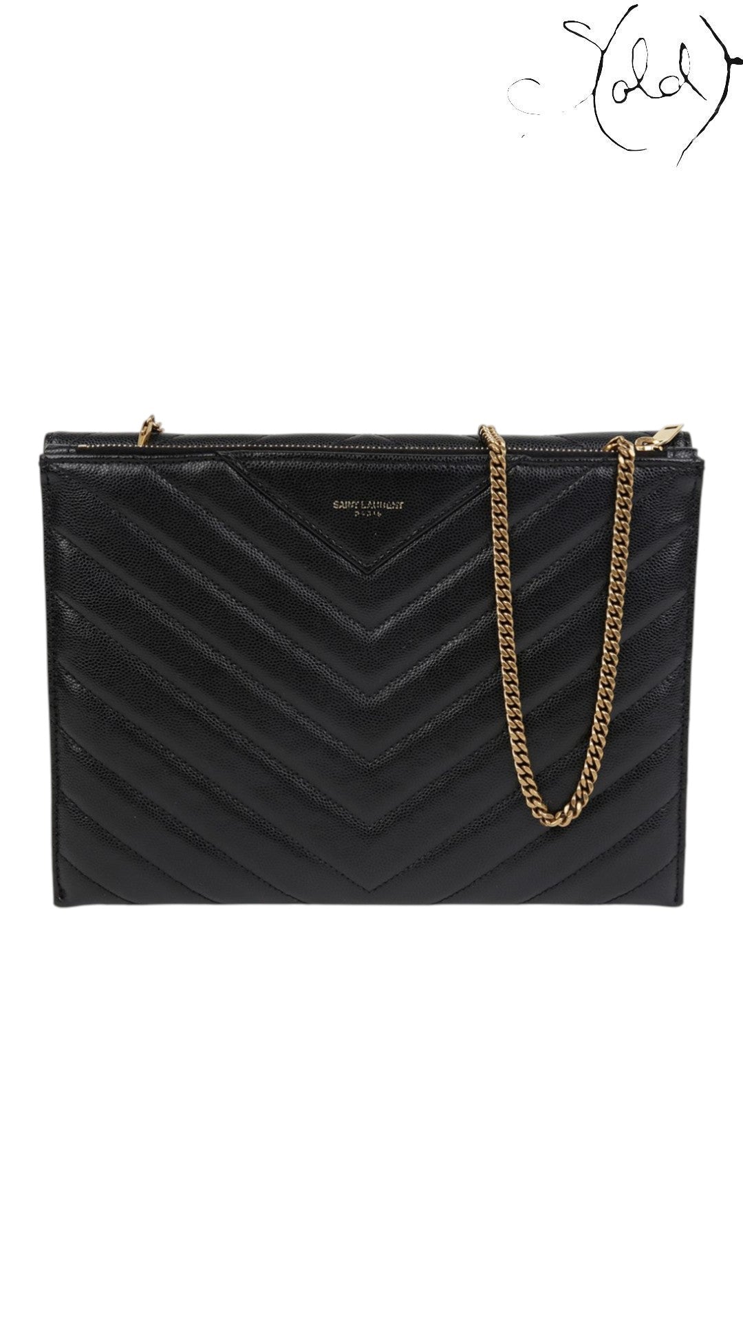 Saint Laurent Tribeca Chain Shoulder Bag Black Leather 2018 — Authenticated Pre-Owned | Sold Attire