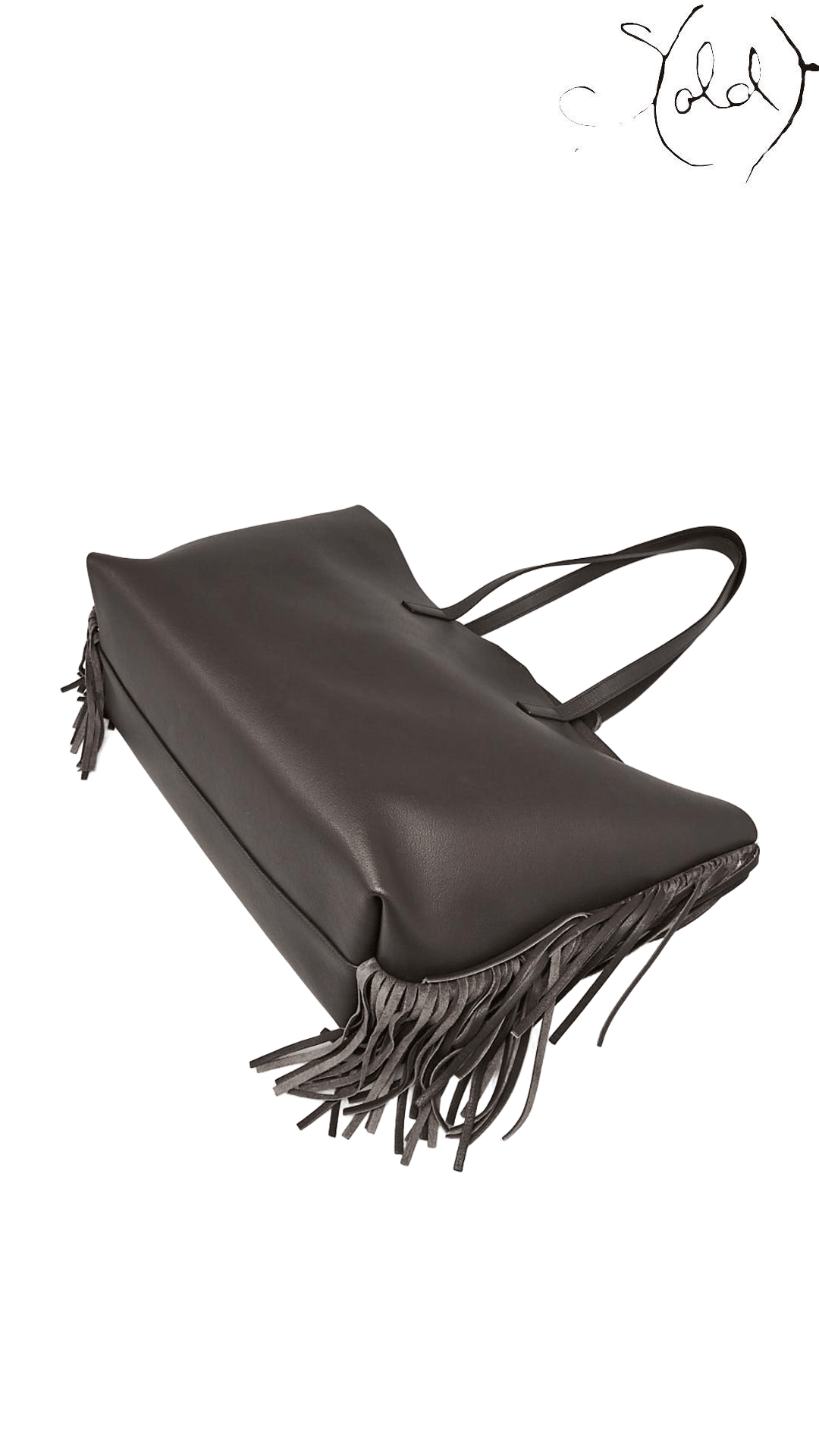 Saint Laurent Large Fringe Shopping Tote Grey — bag view 2
