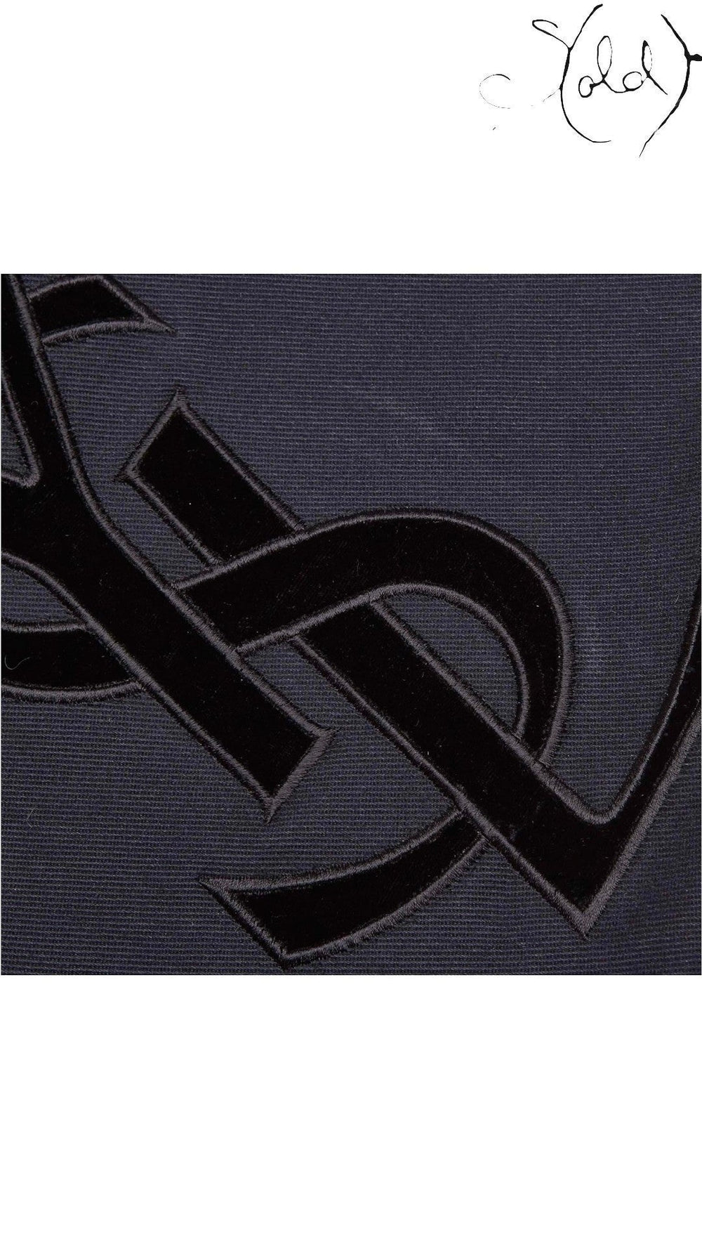 Saint Laurent Rive Gauche Kahala Black Canvas Tote, Close-up | Sold Attire