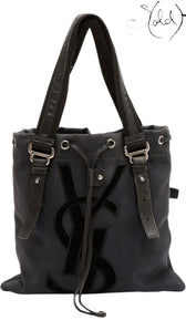 Saint Laurent Rive Gauche Kahala Black Canvas Tote, Authenticated Pre-Owned | Sold Attire