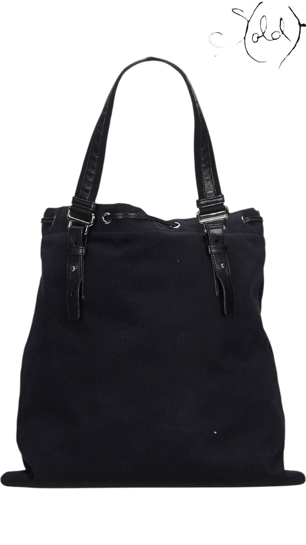 Saint Laurent Rive Gauche Kahala Black Canvas Tote, Detail view | Sold Attire