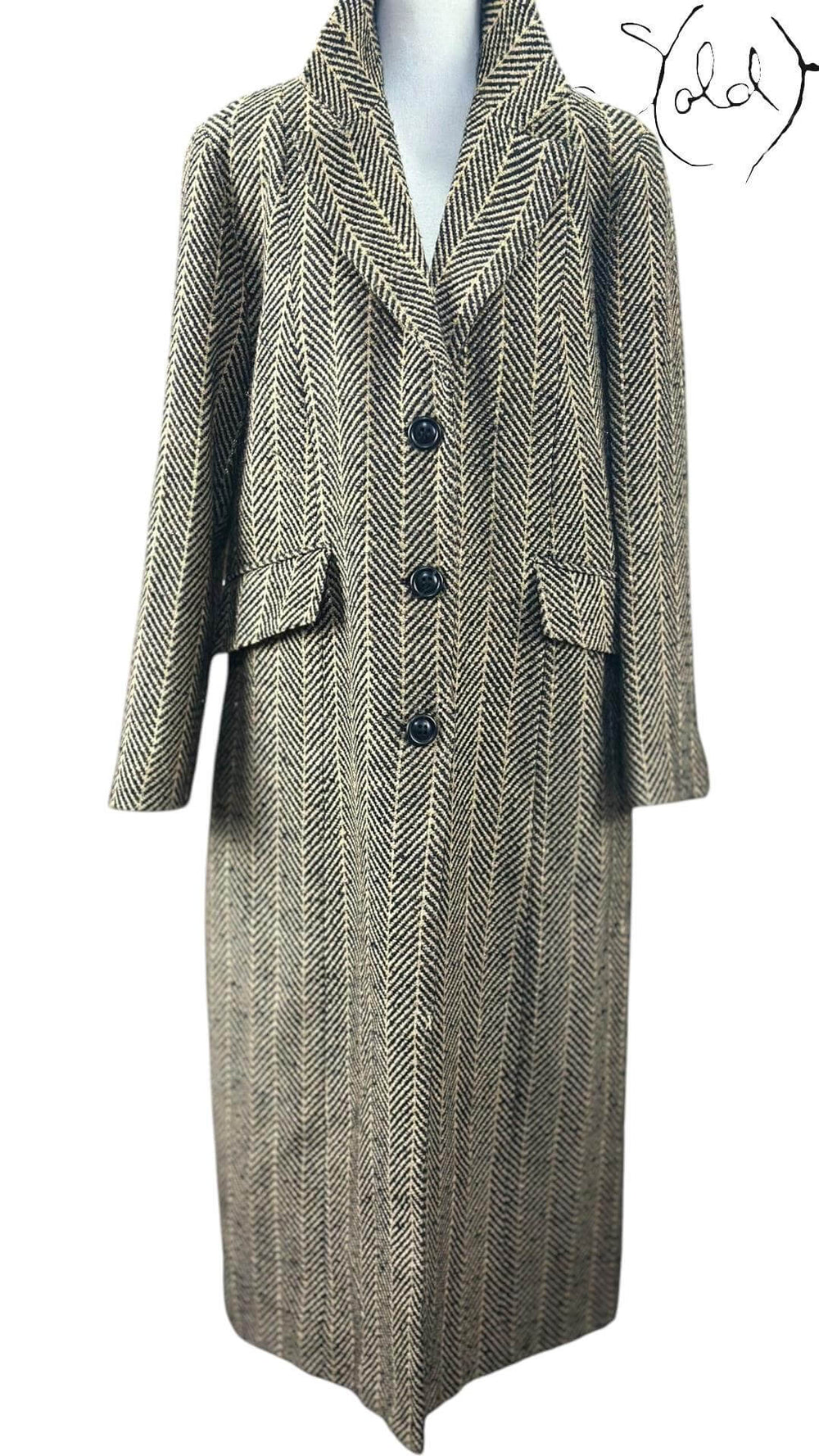 Sandro Ferrone Wool Coat – Cinematic Drape, Interior view | Sold Attire