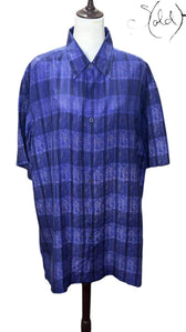 Silk Plaid Shirt in Cobalt – Soft Structure, Authenticated Pre-Owned | Sold Attire