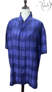 Silk Plaid Shirt in Cobalt – Soft Structure, Interior view | Sold Attire