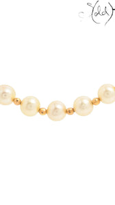 Sold Attire Akoya pearl necklace and bracelet set featuring cream pearls with small faceted gold-tone metal spacers