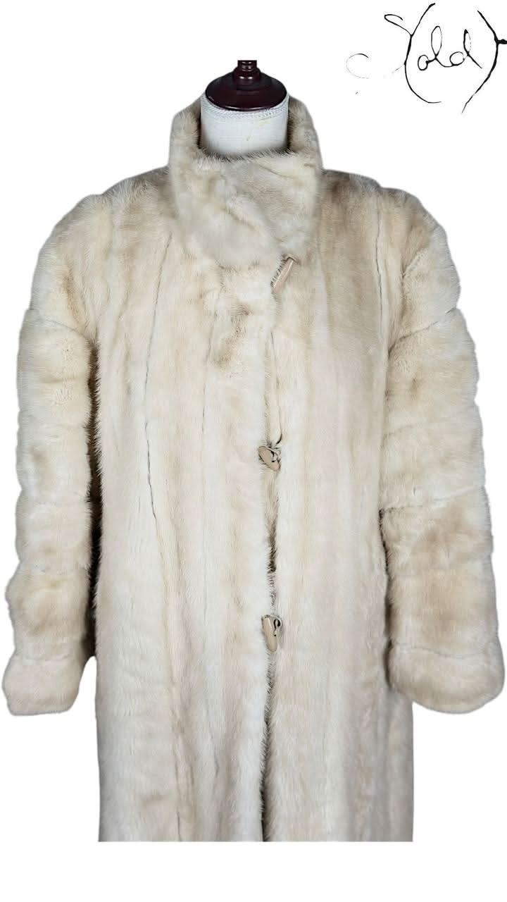 Sold Attire Coats Russian Baby Mink Full - Length Coat Ivory Sectioned | Sold Attire
