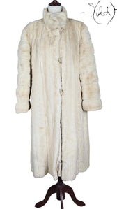 Russian Baby Mink Full-Length Coat Ivory Sectioned, Base view | Sold Attire