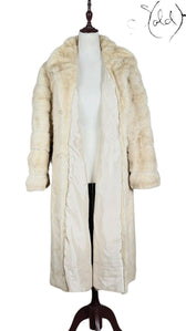 Russian Baby Mink Full-Length Coat Ivory Sectioned, Back view | Sold Attire