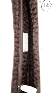Sold Attire Dior Street Chic vintage shoulder bag interior featuring dark brown logo jacquard lining and brand tag