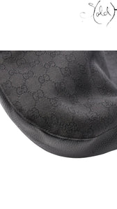Sold Attire Gucci 00s shoulder bag in black GG Supreme canvas with textured calfskin leather trim