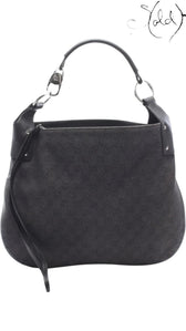Sold Attire vintage Gucci 00s black GG Supreme canvas shoulder bag with calfskin trim and silver-tone hardware