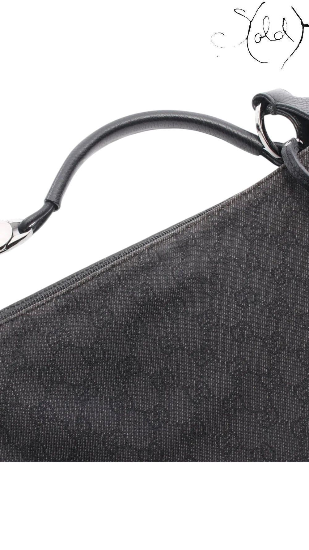 Sold Attire vintage Gucci 00s black GG Supreme canvas shoulder bag with calfskin leather trim and silver hardware