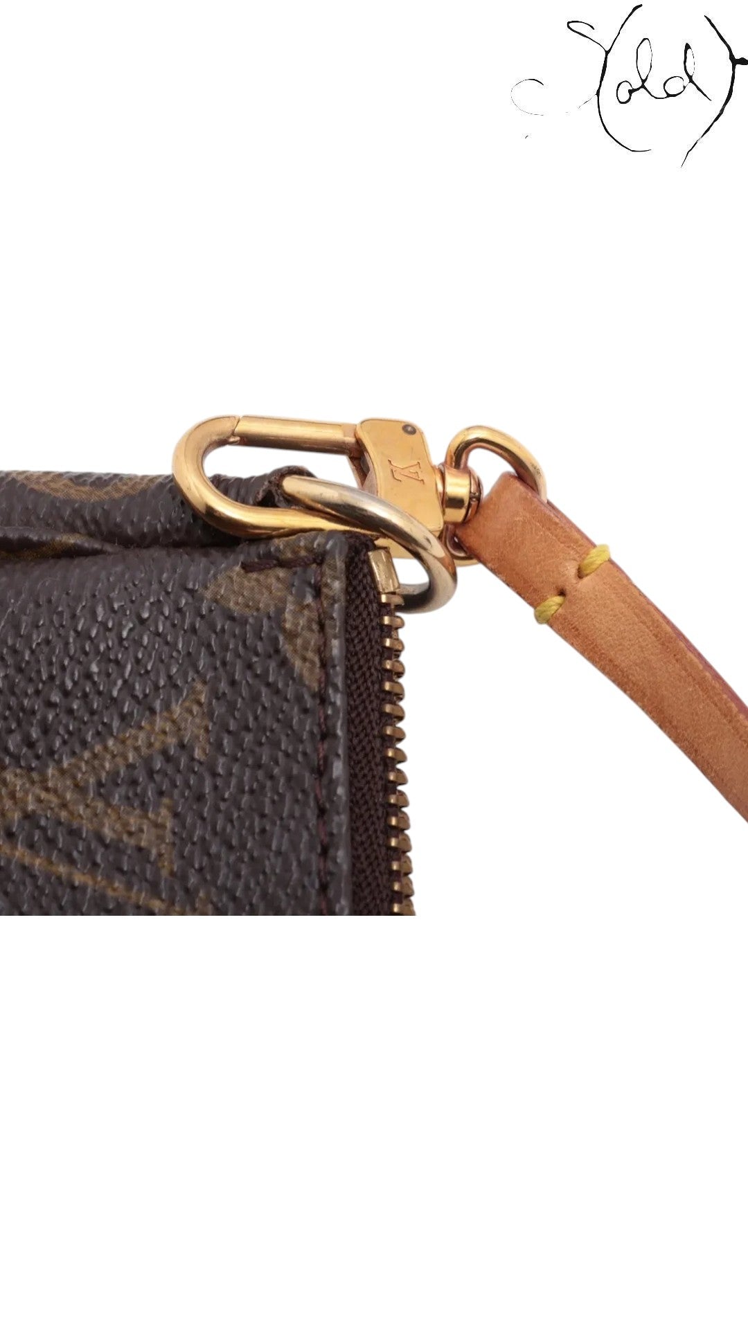 Sold Attire pre-owned Louis Vuitton Pochette Accessoires featuring brown Monogram coated canvas and gold-tone hardware