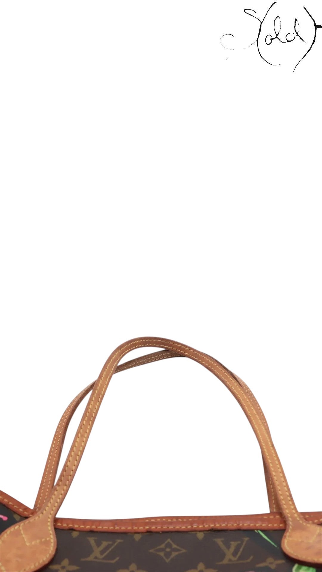 Sold Attire Louis Vuitton Stephen Sprouse Roses Neverfull MM tote bag with brown Monogram canvas and floral print.