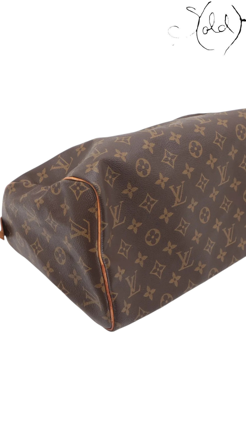Sold Attire vintage Louis Vuitton Speedy 30 bag in brown Monogram coated canvas with vachetta leather trim
