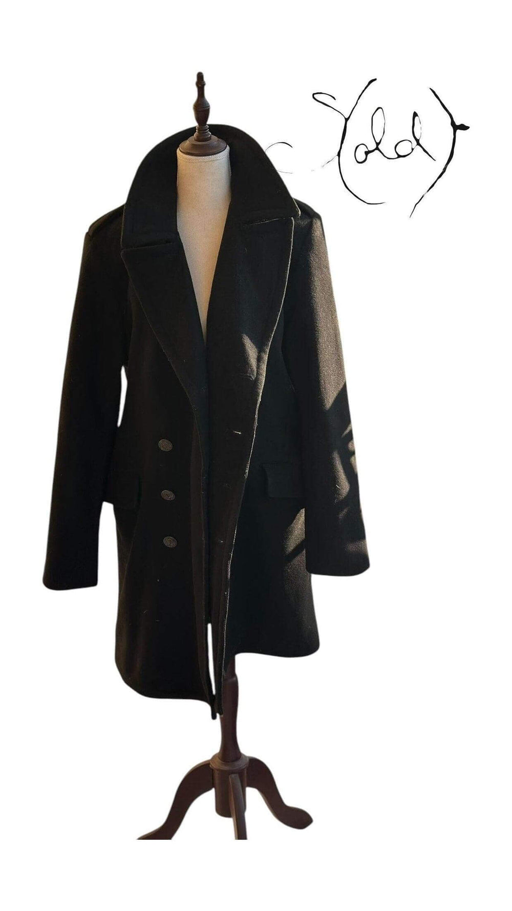 Supply Garments Black Coat - Sophisticated Outerwear, Back view | Sold Attire
