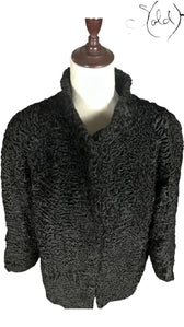 Swakara Persian Lamb Fur Jacket Black 1990s Size Medium, Interior view | Sold Attire