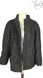 Swakara Persian Lamb Fur Jacket Black 1990s Size Medium, Side view | Sold Attire