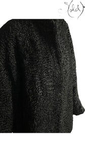 Swakara Persian Lamb Fur Jacket Black 1990s Size Medium, Base view | Sold Attire