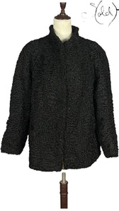 Swakara Persian Lamb Fur Jacket Black 1990s Size Medium, Back view | Sold Attire
