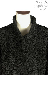 Swakara Persian Lamb Fur Jacket Black 1990s Size Medium, Detail view | Sold Attire