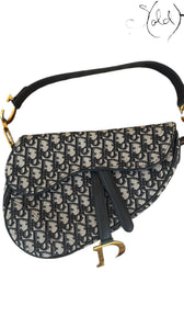 Christian Dior Oblique Saddle Bag – Medium Blue Jacquard, Detail view | Sold Attire