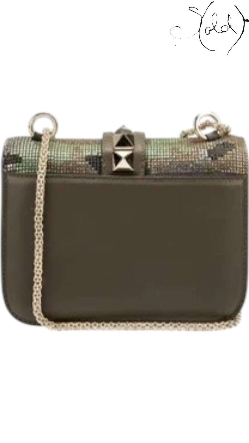 VALENTINO Rockstud Lock Bag – Camo Crystal Mesh Icon, Interior view | Sold Attire