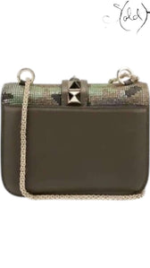 VALENTINO Rockstud Lock Bag – Camo Crystal Mesh Icon, Interior view | Sold Attire