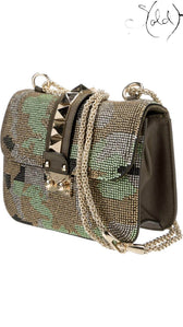 VALENTINO Rockstud Lock Bag – Camo Crystal Mesh Icon, Back view | Sold Attire