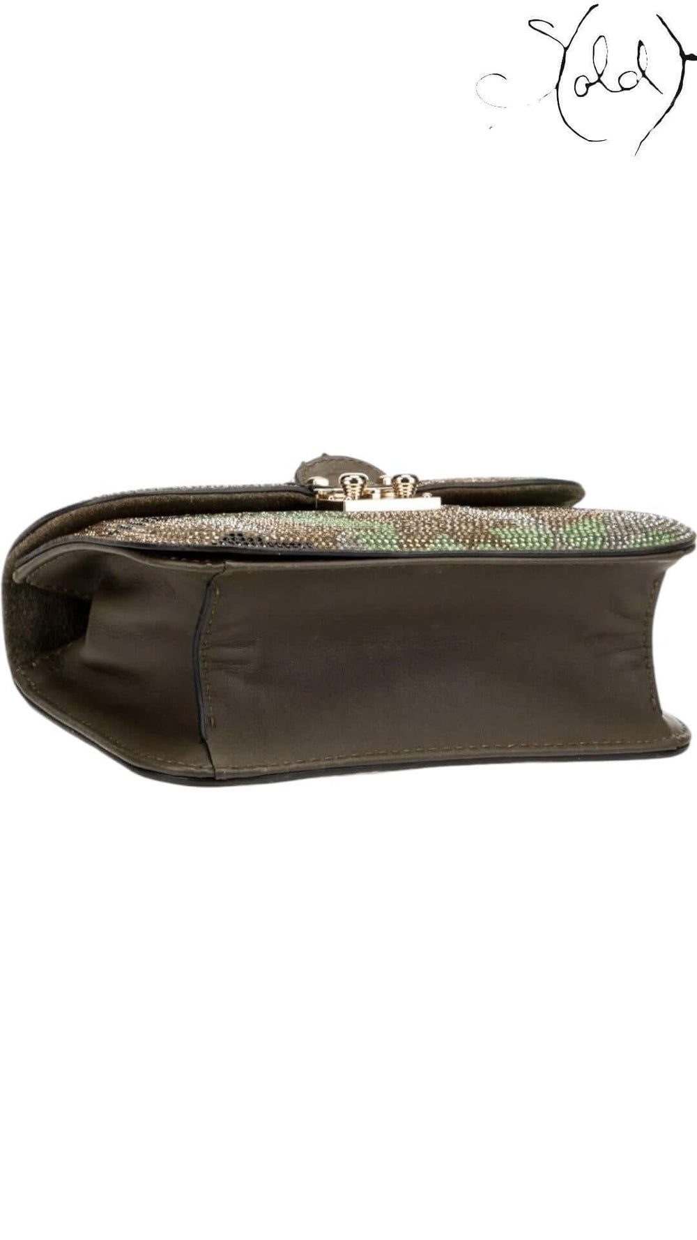 VALENTINO Rockstud Lock Bag – Camo Crystal Mesh Icon, Detail view | Sold Attire