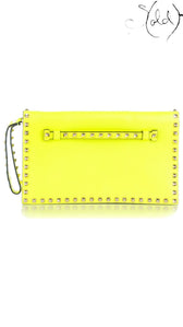 Valentino Garavani Rockstud yellow fluo wristlet clutch - view 1