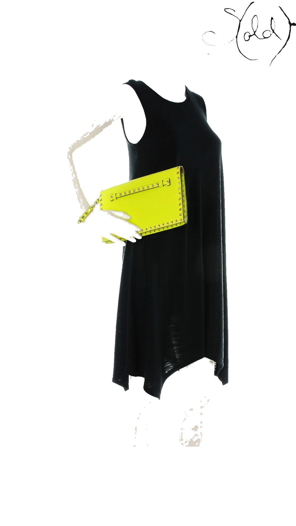 Valentino Garavani Rockstud yellow fluo wristlet clutch - view 2