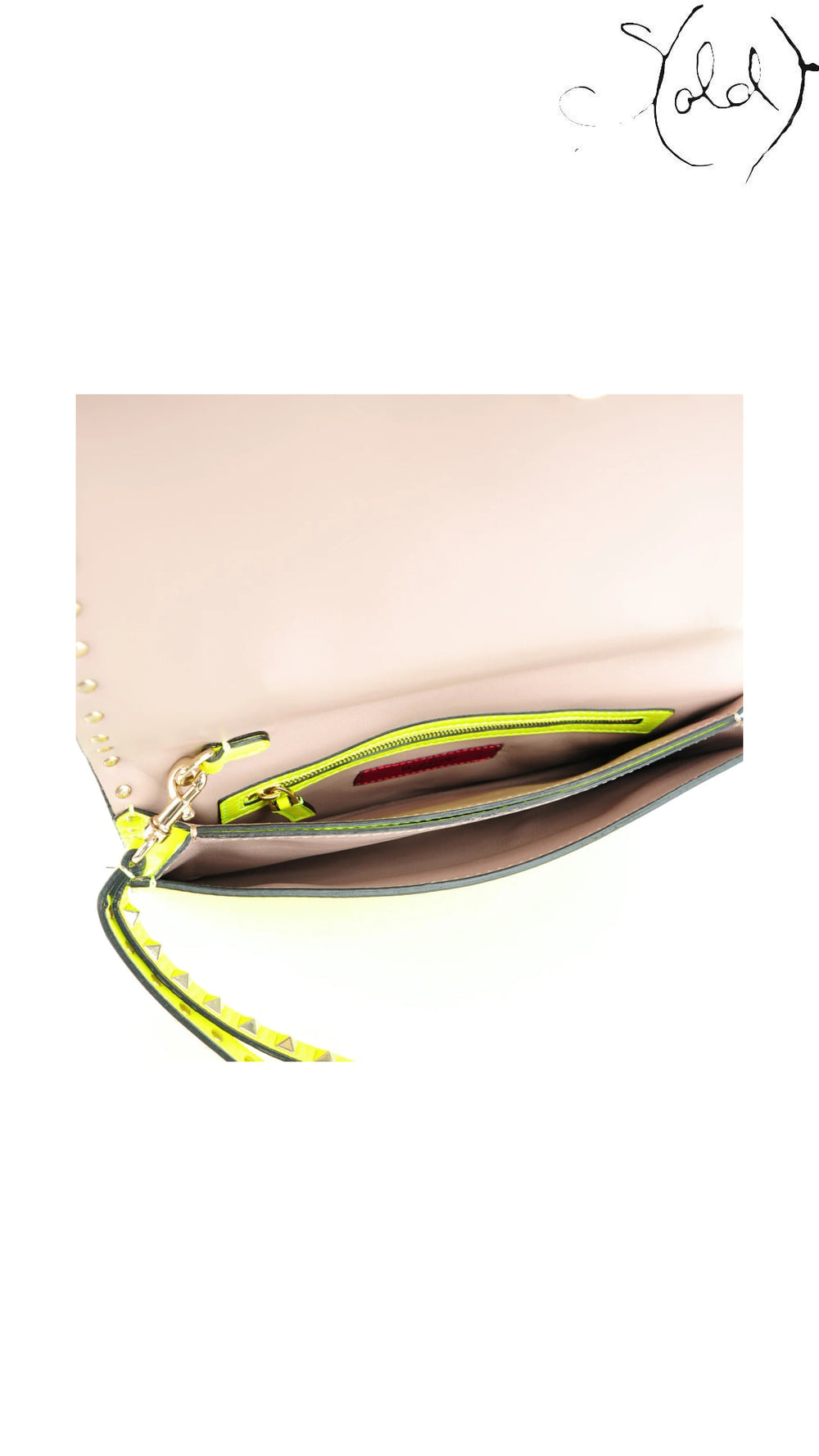 Valentino Garavani Rockstud yellow fluo wristlet clutch - view 5