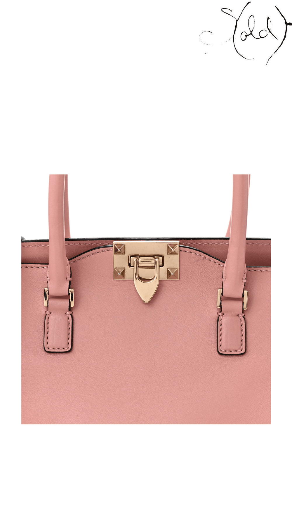 Valentino Garavani Rockstud Double Handle Tote Pop Gardenia — detail view 7