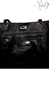 Valentino Rockstud Noir Crinkled Leather Tote 2016, Close-up | Sold Attire