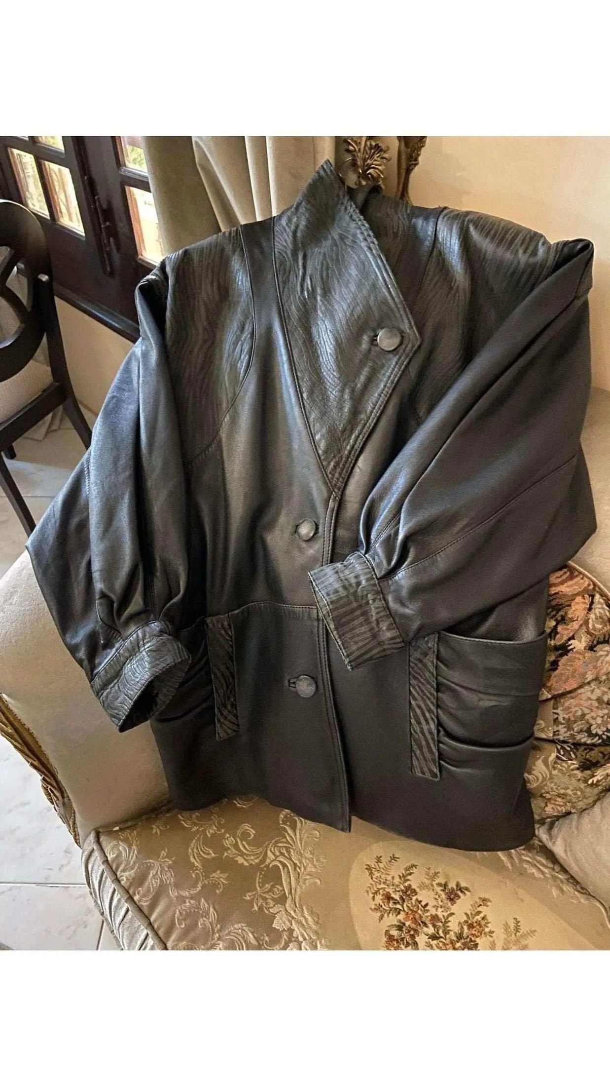 Vintage Black Leather Coat – Timeless & Sophisticated Jacket, Leather Jacket, Rare Gems