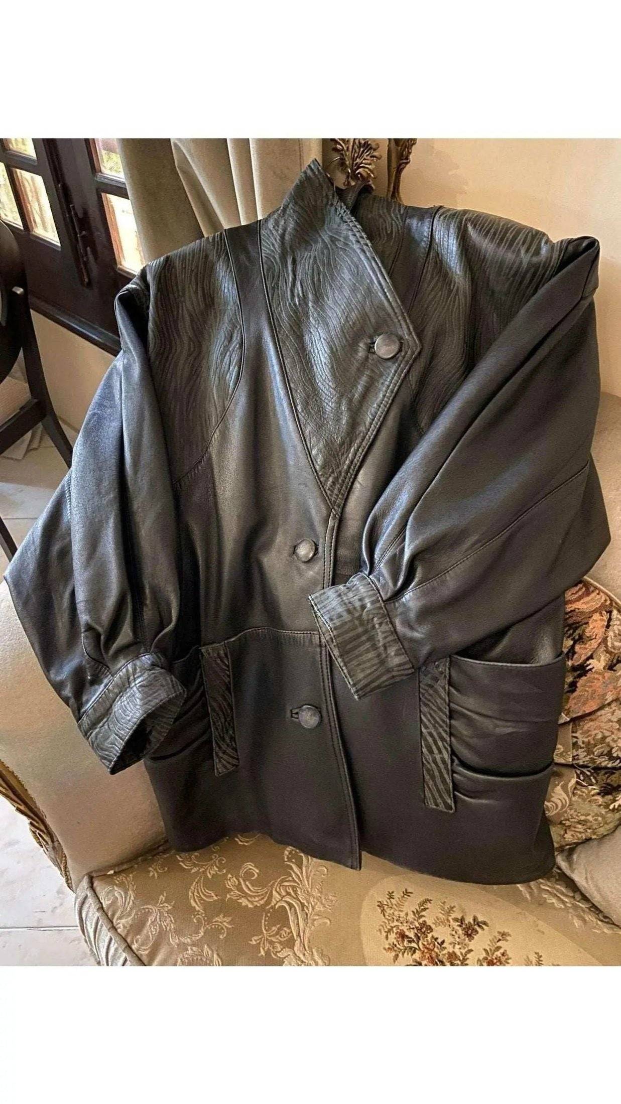 Vintage Black Leather Coat – Timeless & Sophisticated Jacket, Leather Jacket, Rare Gems