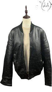 Versace Collection Black Leather Bomber, Base view | Sold Attire