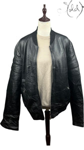 Versace Collection Black Leather Bomber, Back view | Sold Attire