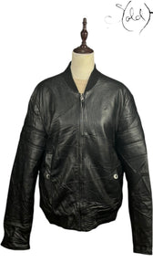 Versace Collection Black Leather Bomber, Interior view | Sold Attire