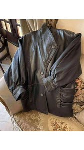 Vintage Black Leather Coat – Timeless & Sophisticated, Back view | Sold Attire