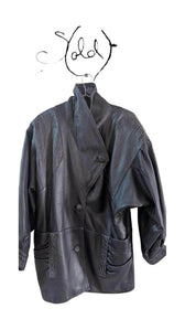 Vintage Black Leather Coat – Timeless & Sophisticated, Authenticated Pre-Owned | Sold Attire
