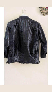 Vintage Black Leather Jacket - Minimalist Cool, Interior view | Sold Attire