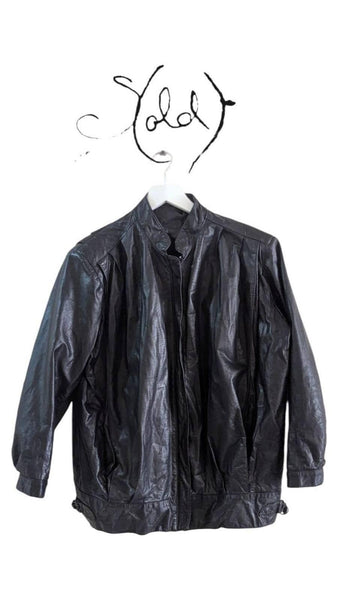 Product: Vintage Black Leather Jacket - Minimalist Cool