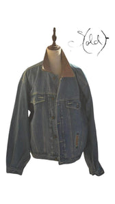 Vintage Denim Jacket with Leather Collar – True Classic, Interior view | Sold Attire