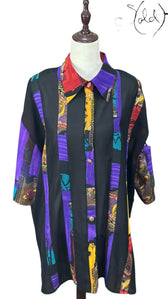 Vintage Graphic Silk Shirt – Festival Noir, Authenticated Pre-Owned | Sold Attire